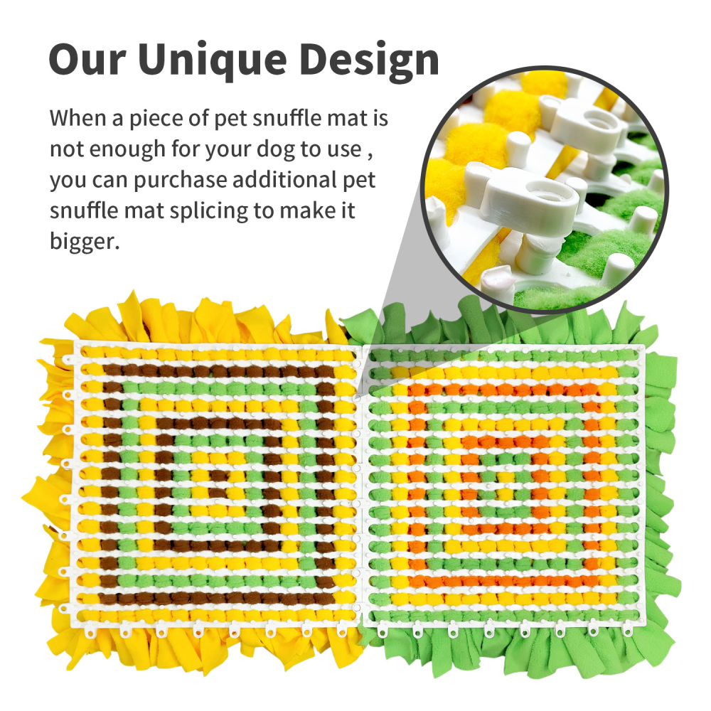 LIVEKEY Pet Snuffle Mat for Dogs, Dog Feeding Mat, Nosework Training Mats for Foraging Instinct Interactive Puzzle Toys (Yellow&Brown&Green)