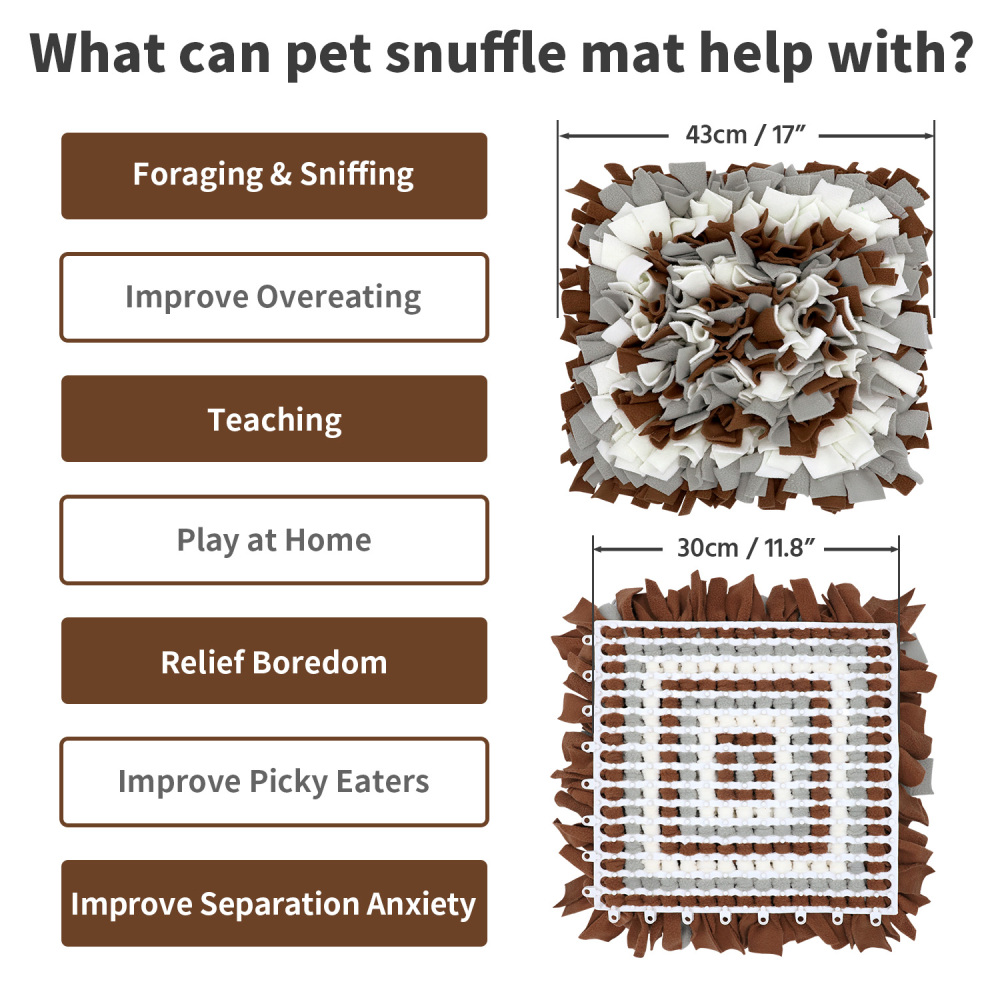 LIVEKEY Pet Snuffle Mat for Dogs, Dog Feeding Mat, Nosework Training Mats for Foraging Instinct Interactive Puzzle Toys (Brown&Gray&White)