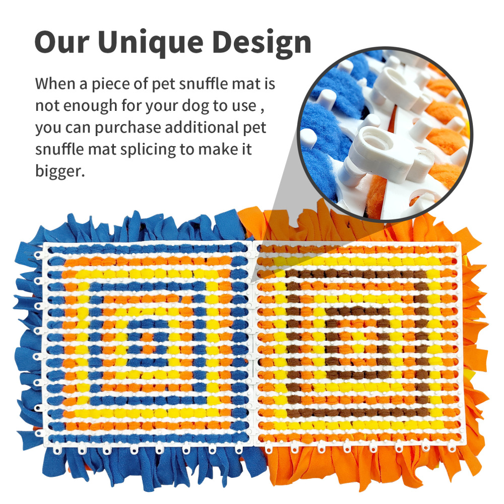 LIVEKEY Pet Snuffle Mat for Dogs, Dog Feeding Mat, Nosework Training Mats for Foraging Instinct Interactive Puzzle Toys (Blue&Orange&Yellow)