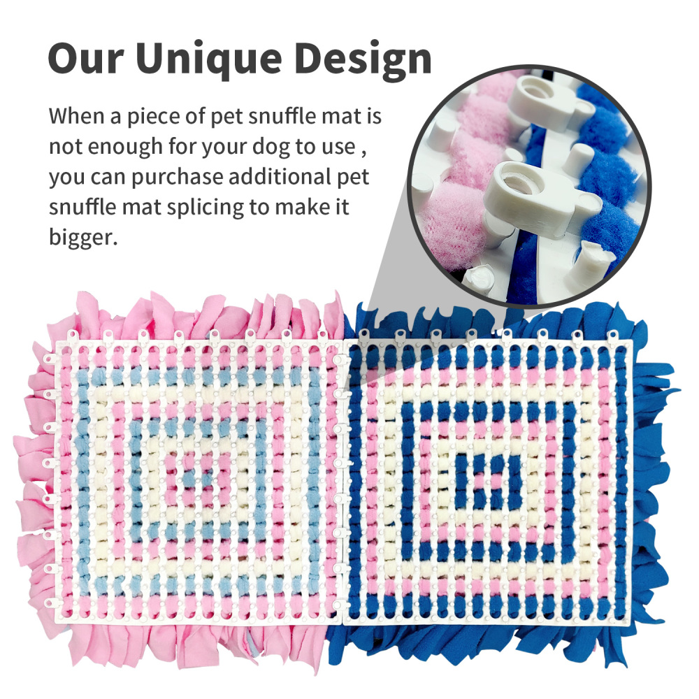 LIVEKEY Pet Snuffle Mat for Dogs, Dog Feeding Mat, Nosework Training Mats for Foraging Instinct Interactive Puzzle Toys (Pink&SkyBlue&White)