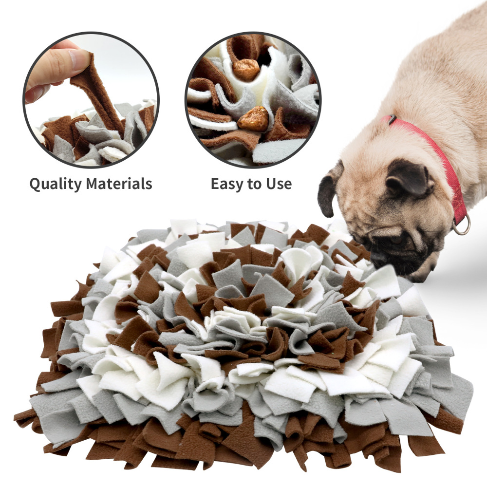 LIVEKEY Pet Snuffle Mat for Dogs, Dog Feeding Mat, Nosework Training Mats for Foraging Instinct Interactive Puzzle Toys (Brown&Gray&White)