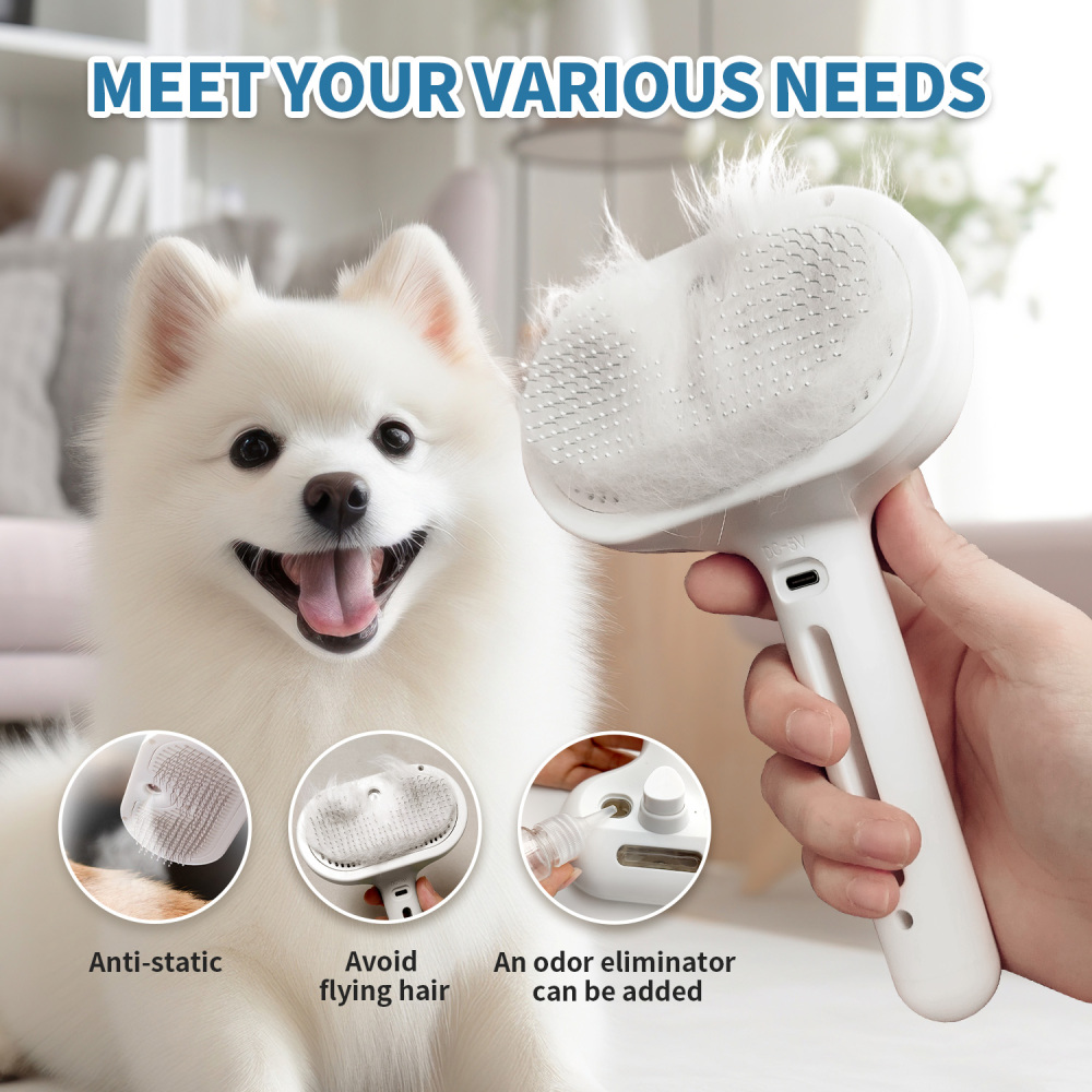 Spray Cat Brush for Shedding, Remove Static Flying Hair Pet Grooming Brush Self Cleaning Dog Brush Suitable for Long and Short Hair Dogs and Cats to Remove Tangled and Loose Hair