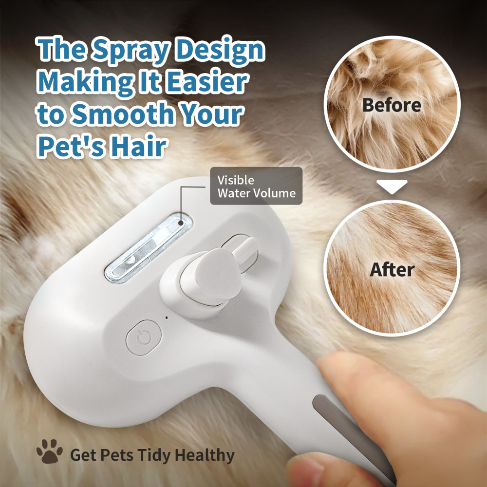 Spray Cat Brush for Shedding, Remove Static Flying Hair Pet Grooming Brush Self Cleaning Dog Brush Suitable for Long and Short Hair Dogs and Cats to Remove Tangled and Loose Hair