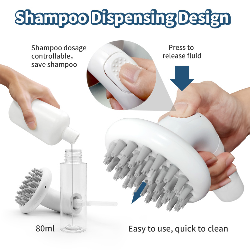 Dog Bath Brush 3 in1 Pet washing Soap Brush Soft Silicone Dog Brush Shampoo Dispenser Brush