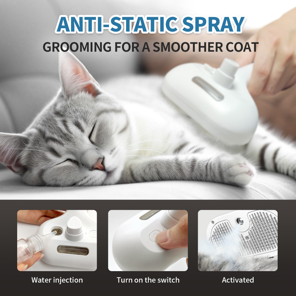 Spray Cat Brush for Shedding, Remove Static Flying Hair Pet Grooming Brush Self Cleaning Dog Brush Suitable for Long and Short Hair Dogs and Cats to Remove Tangled and Loose Hair