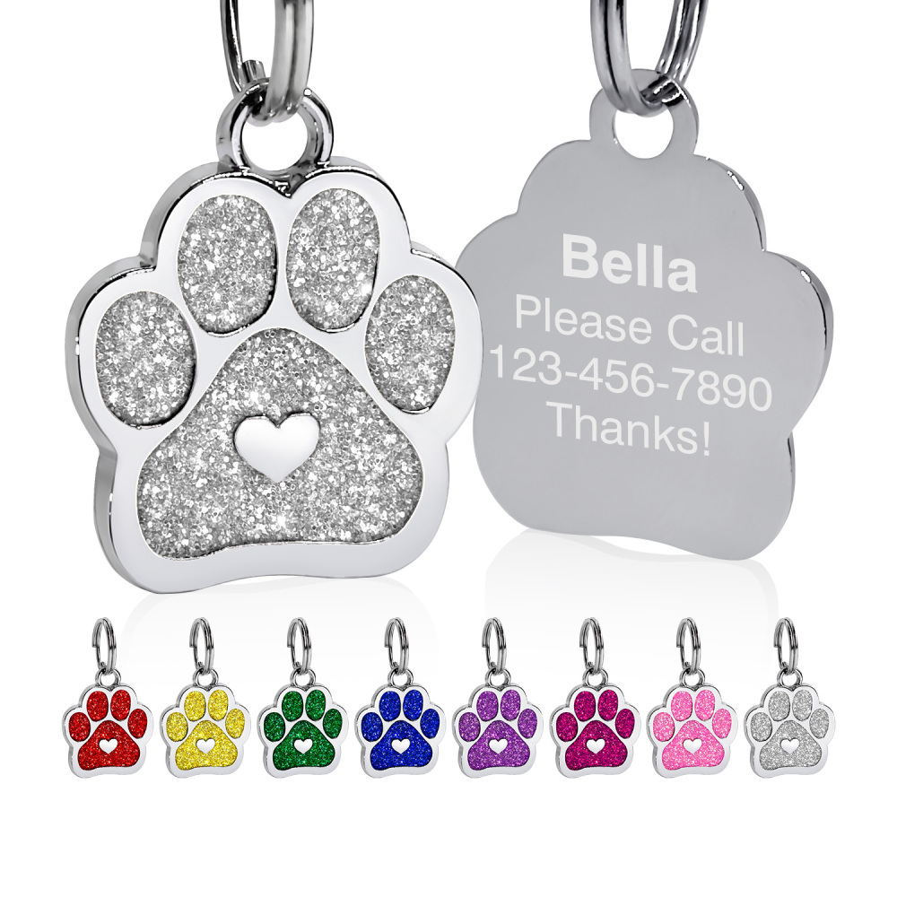 Customizable Pet ID Tag with Adorable Paw Print Charm for Stylish Bracelets and Necklaces - Keep Your Furry Friend Safe and Fashionable!