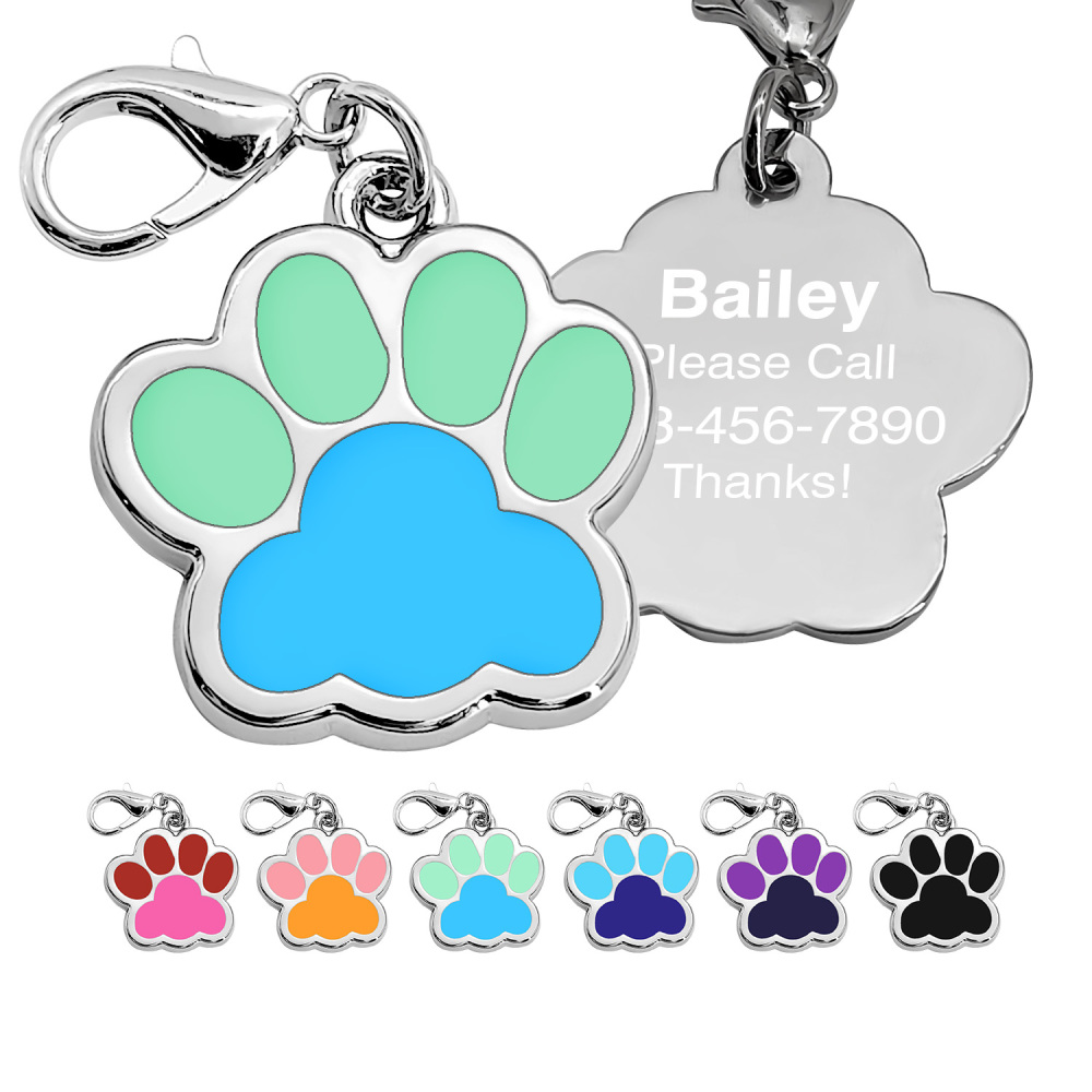 Custom Mixed Color Dog Paw Dog Tag-Personalized Dog Tags: Customize Your Pet's ID Tag with Engraved Name & Color of Your Choice!