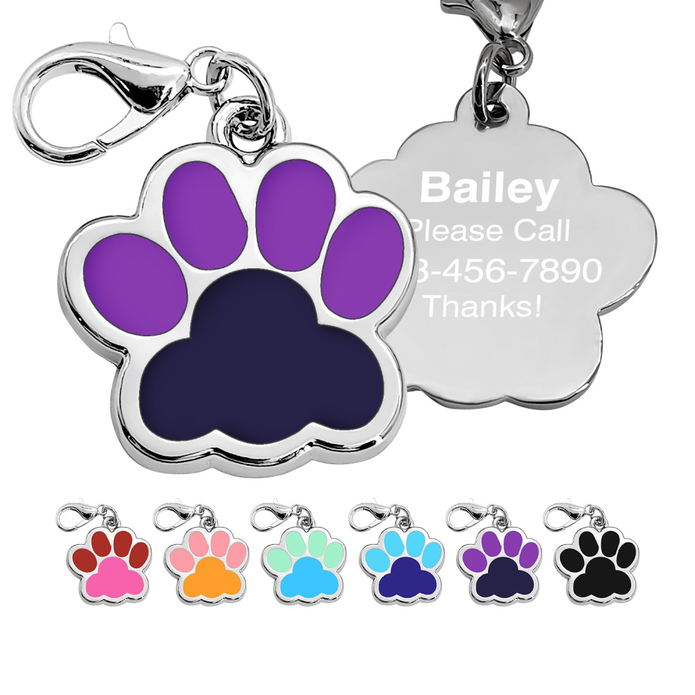Custom Mixed Color Dog Paw Dog Tag-Personalized Dog Tags: Customize Your Pet's ID Tag with Engraved Name & Color of Your Choice!