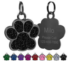 Customizable Black Paw Print Dog Tag - Personalized Pet ID Tag with Engraved Name,  Durable Metal Collar for Dogs,Stylish & Functional Pet Accessory,Pet Identification, Playful Design,Pet Tag,Dog Accessory,Dog Address, Identificative Dog Badge