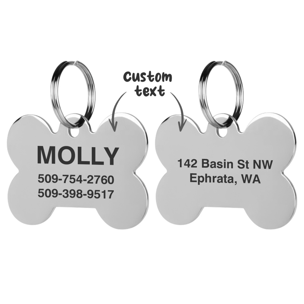 Personalized Stainless Steel Dog Tag for Pets - Engraved Name Tag for Dogs and Cats  - Slide-On ID Tag with Durable Construction and Easy-to-Read Text