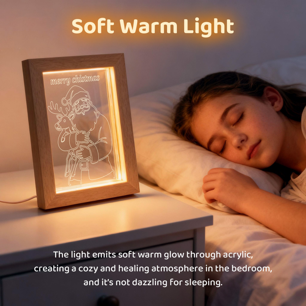 Glow Frames “Santa & Reindeer Embrace” Christmas Light Frame