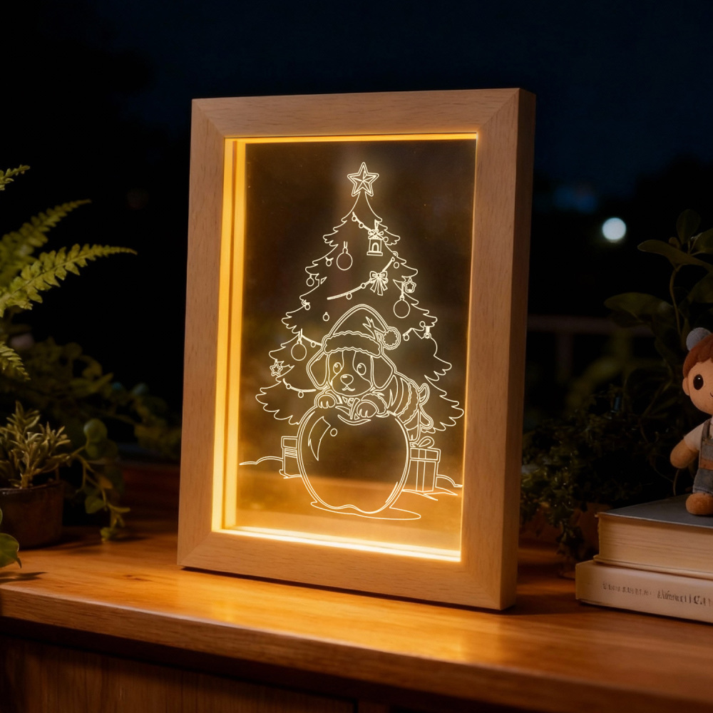 Glow Frames “Puppy Apple Christmas” Light Frame