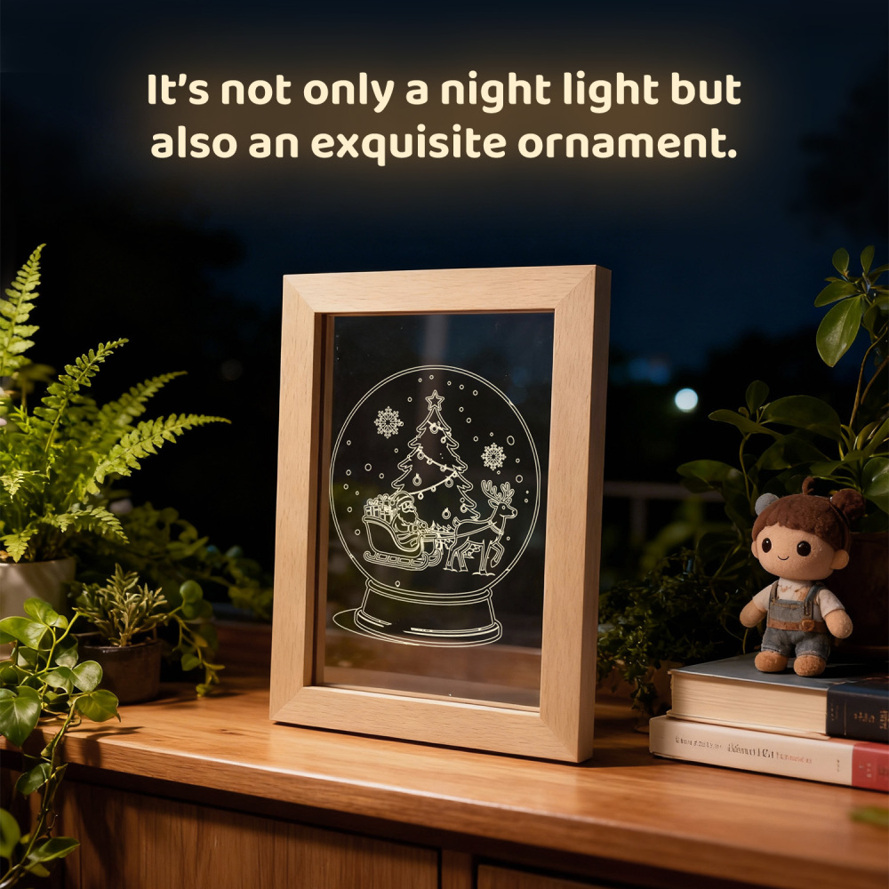 Glow Frames “Snow Globe Santa Sleigh” Christmas Light Frame