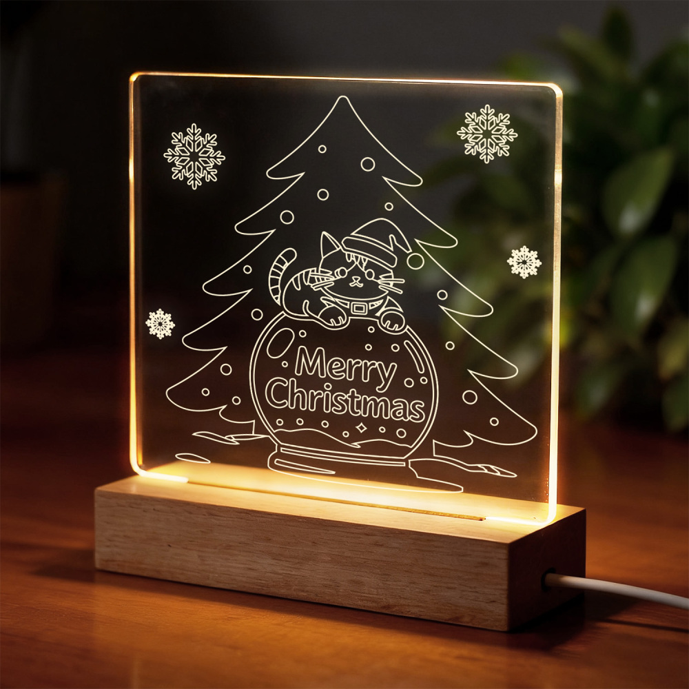 Night Glow Cat Snow Globe Christmas Light