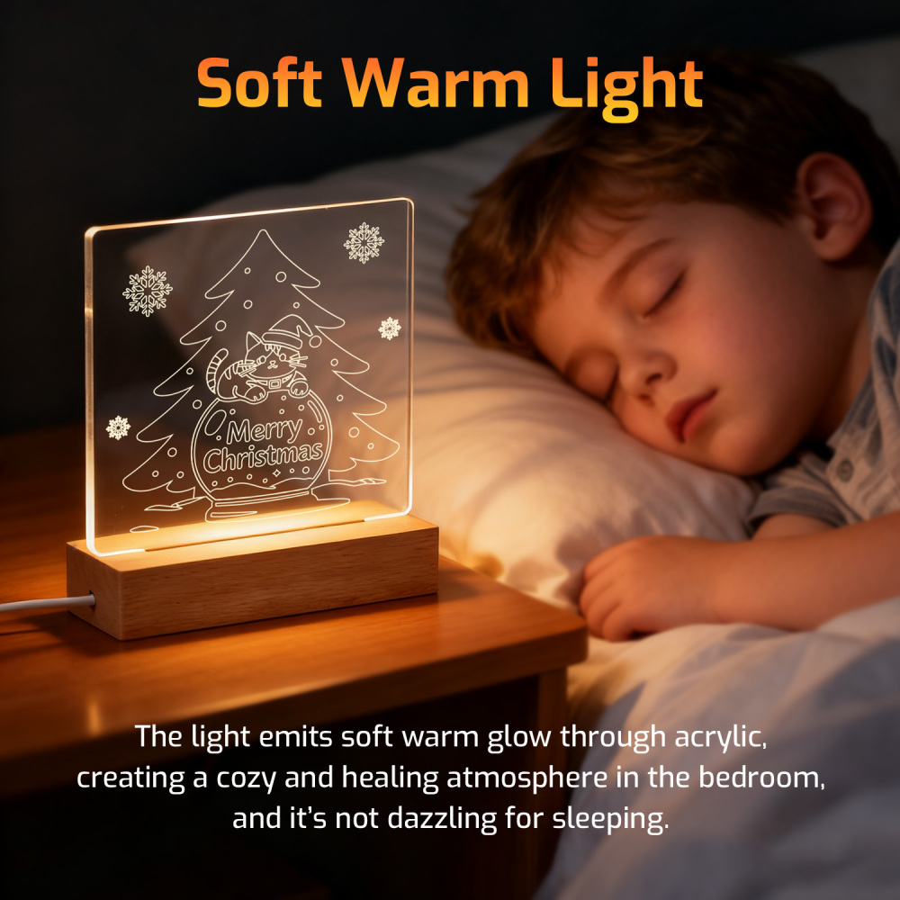 Night Glow Cat Snow Globe Christmas Light