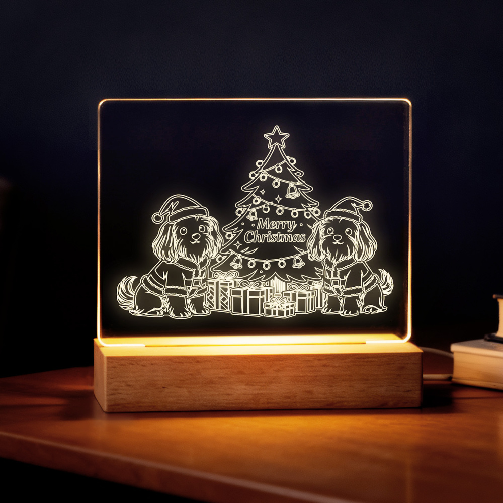 Night Glow Santa Pups Christmas Tree Light