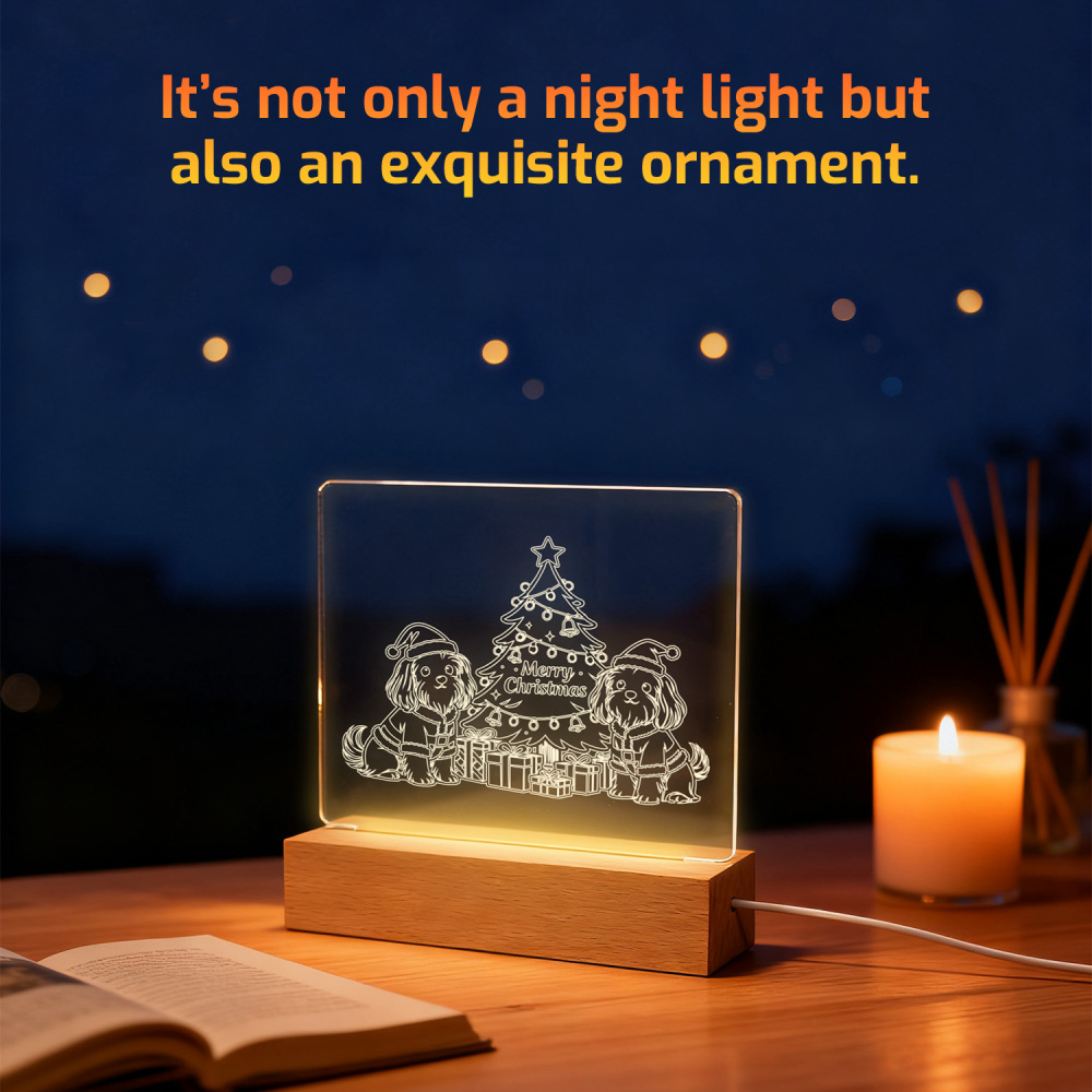 Night Glow Santa Pups Christmas Tree Light