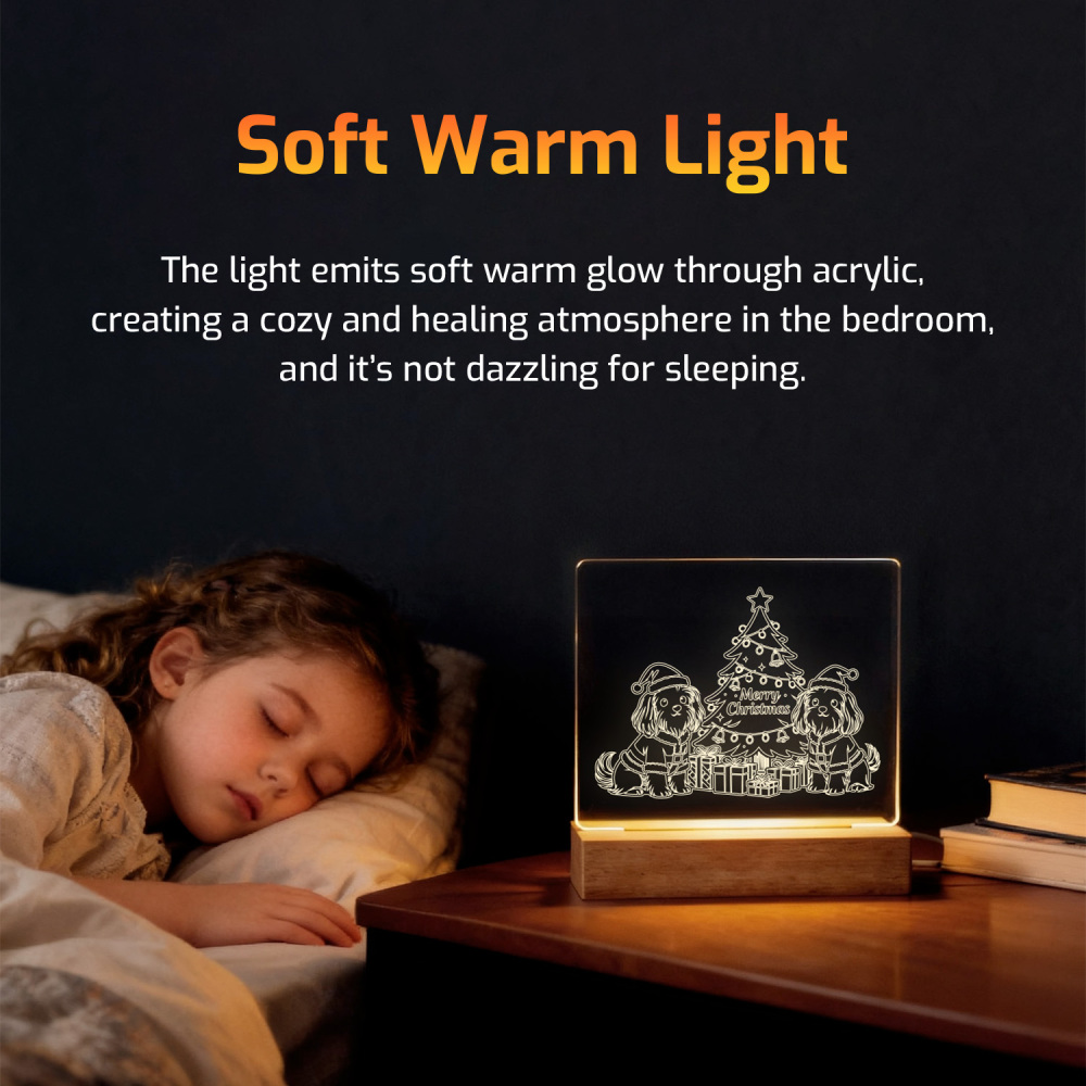 Night Glow Santa Pups Christmas Tree Light