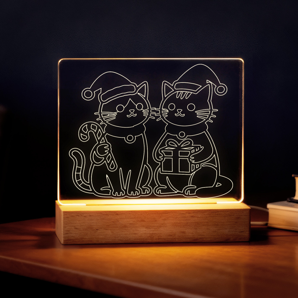 Night Glow Santa Cats Christmas Duo Light