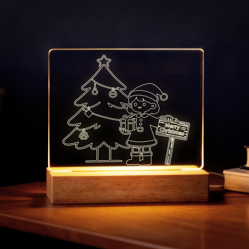 Night Glow “Festive Greetings” Tree & Girl Christmas Light