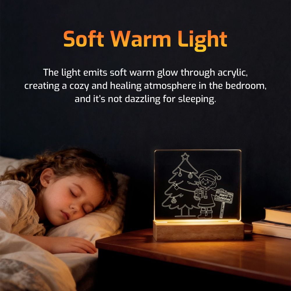 Night Glow “Festive Greetings” Tree & Girl Christmas Light