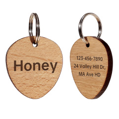 Custom Teardrop Wood Pet ID Tag, Engraved Personalized Pet Name Badge, Natural Wooden Dog/Cat Identity Tag, Dual-Sided Custom Pet Identification Label, Eco-Friendly Pet Safety Tag, All-Size Furry Companion ID