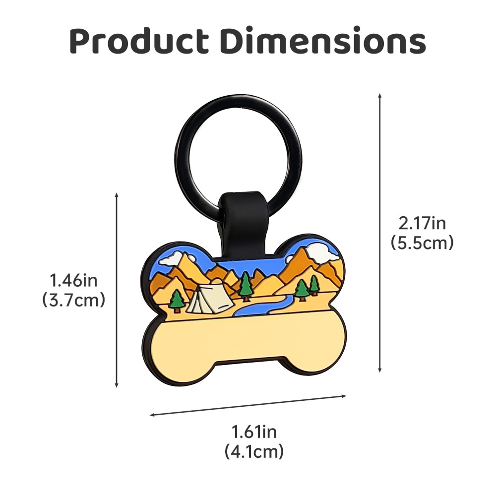 Camping Stream Silicone Bone Pet ID Tag – Personalized Pet Identification Collar Tag