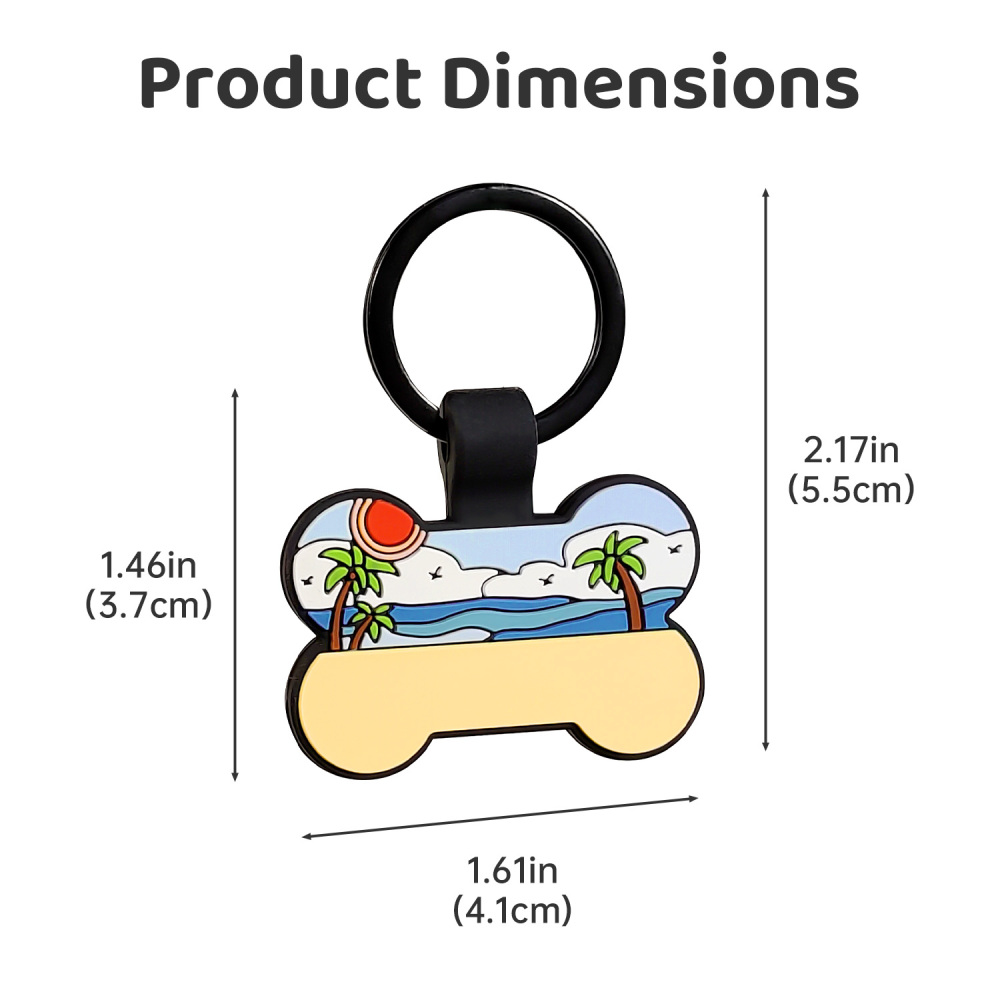 Tropical Island Silicone Bone Pet ID Tag – Custom Engraved Name & Info Pet Collar Tag