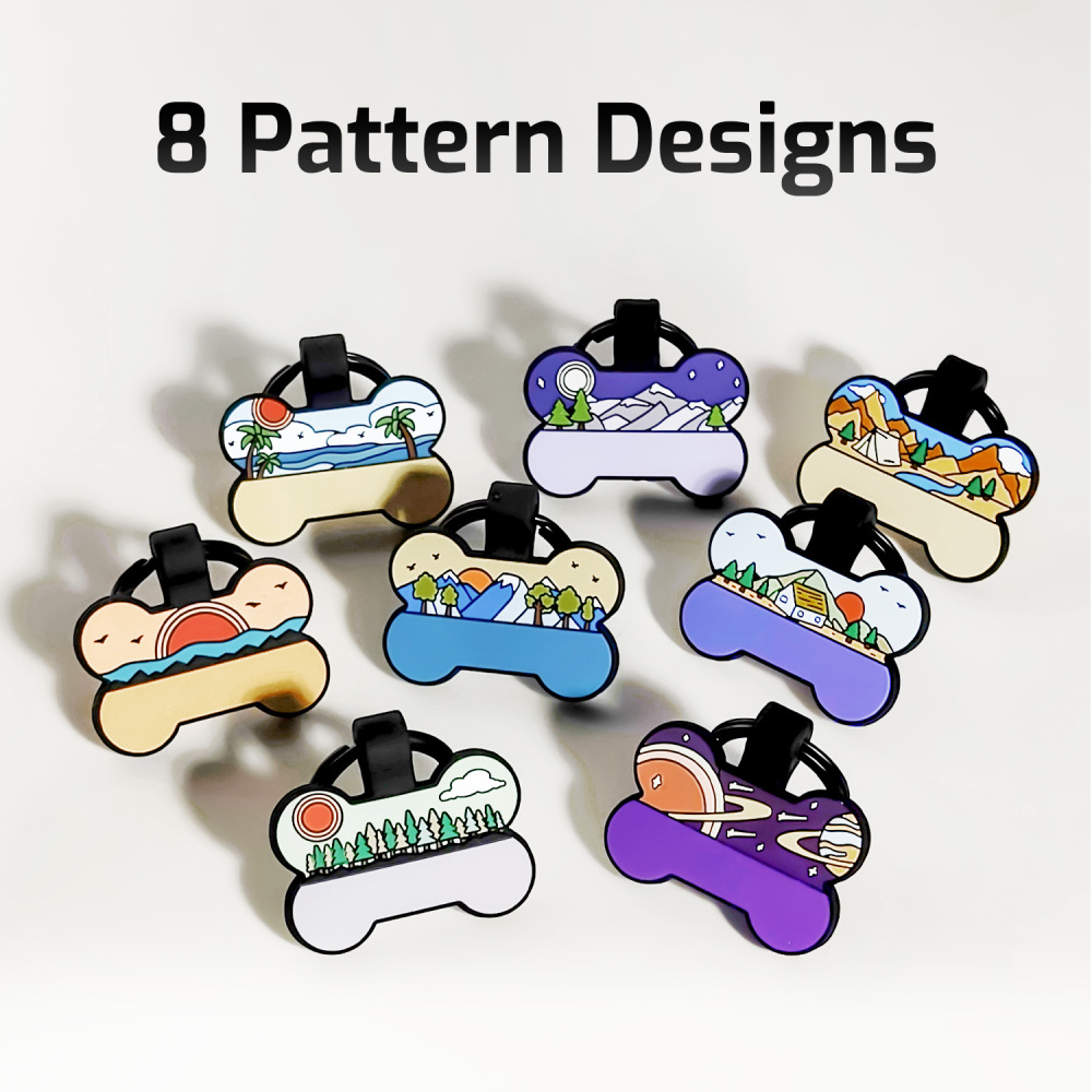 Coastal Sunset Silicone Bone Pet ID Tag – Personalized Pet Name & Contact Collar Badge