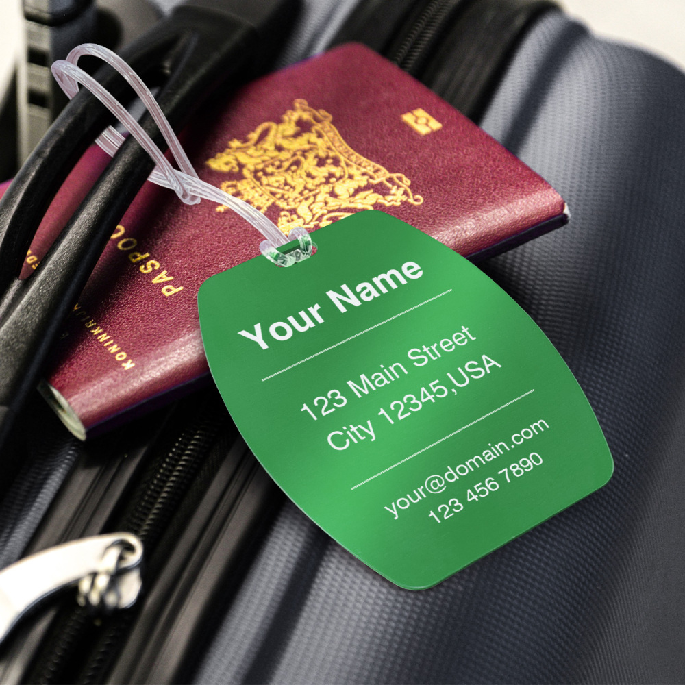 Curvy Barrel-Shaped Personalized Luggage Tag – Custom Engraving, Assorted Vibrant Hues, Sturdy Travel Bag Identifier