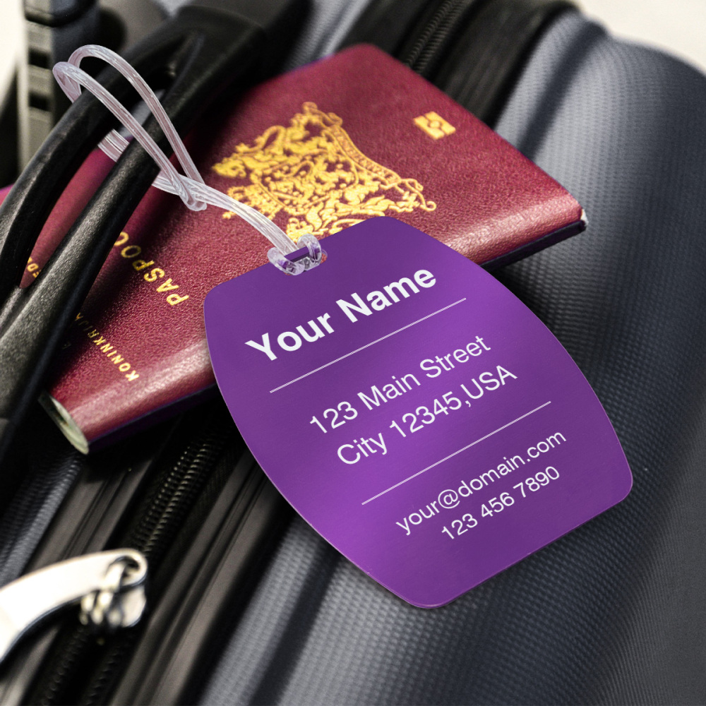 Curvy Barrel-Shaped Personalized Luggage Tag – Custom Engraving, Assorted Vibrant Hues, Sturdy Travel Bag Identifier