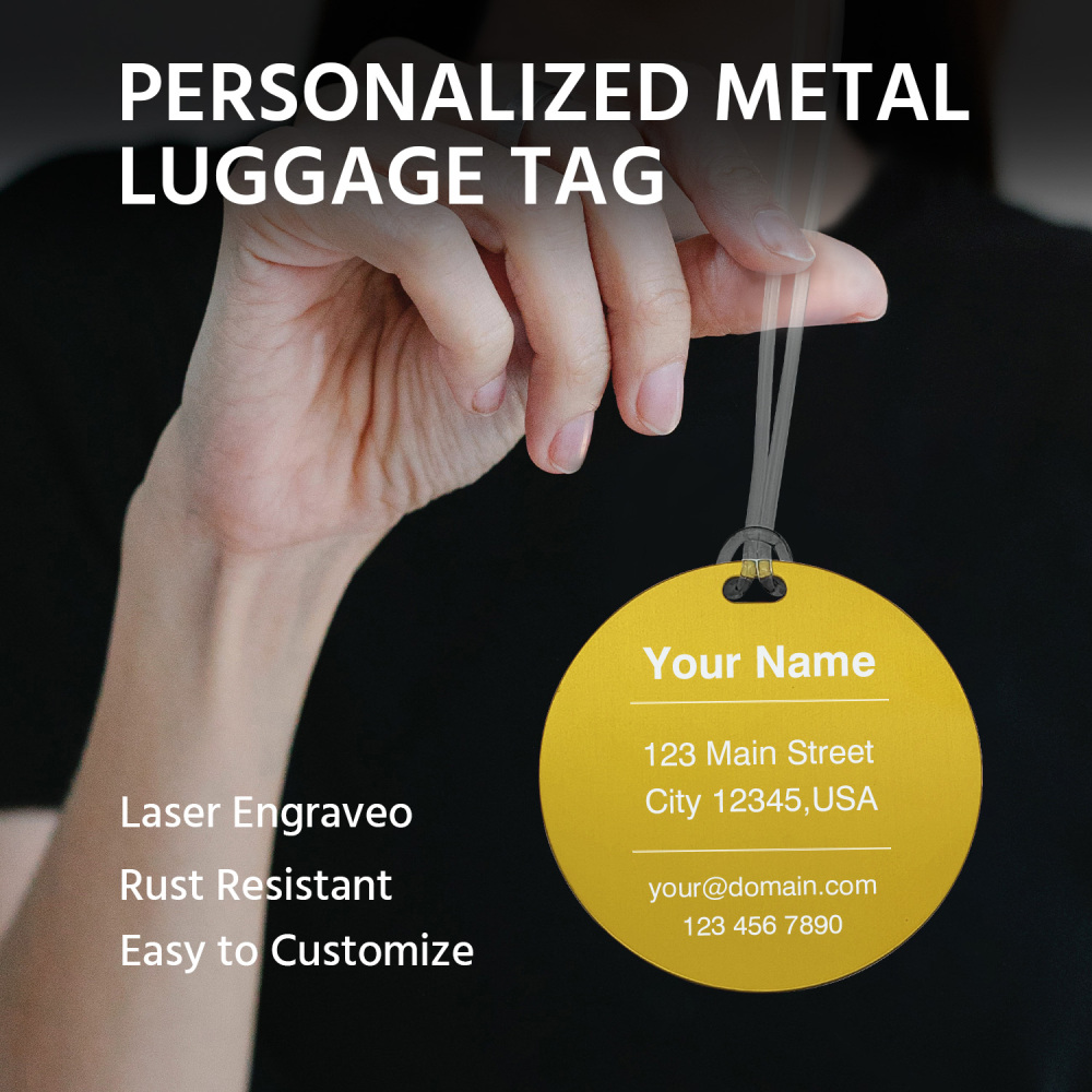 Classic Round Custom Luggage Tag – Customizable Name/Contact, Vibrant Color Options, Heavy-Duty Travel Luggage Marker