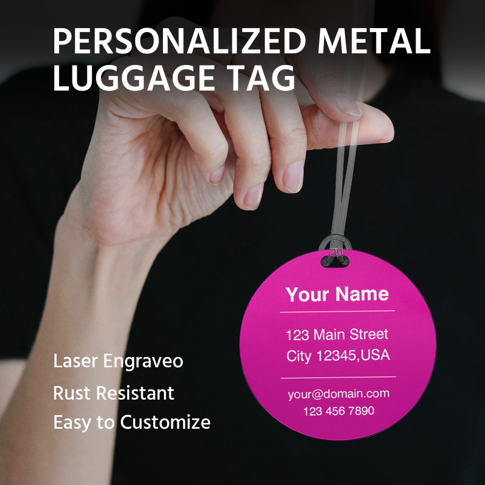 Classic Round Custom Luggage Tag – Customizable Name/Contact, Vibrant Color Options, Heavy-Duty Travel Luggage Marker