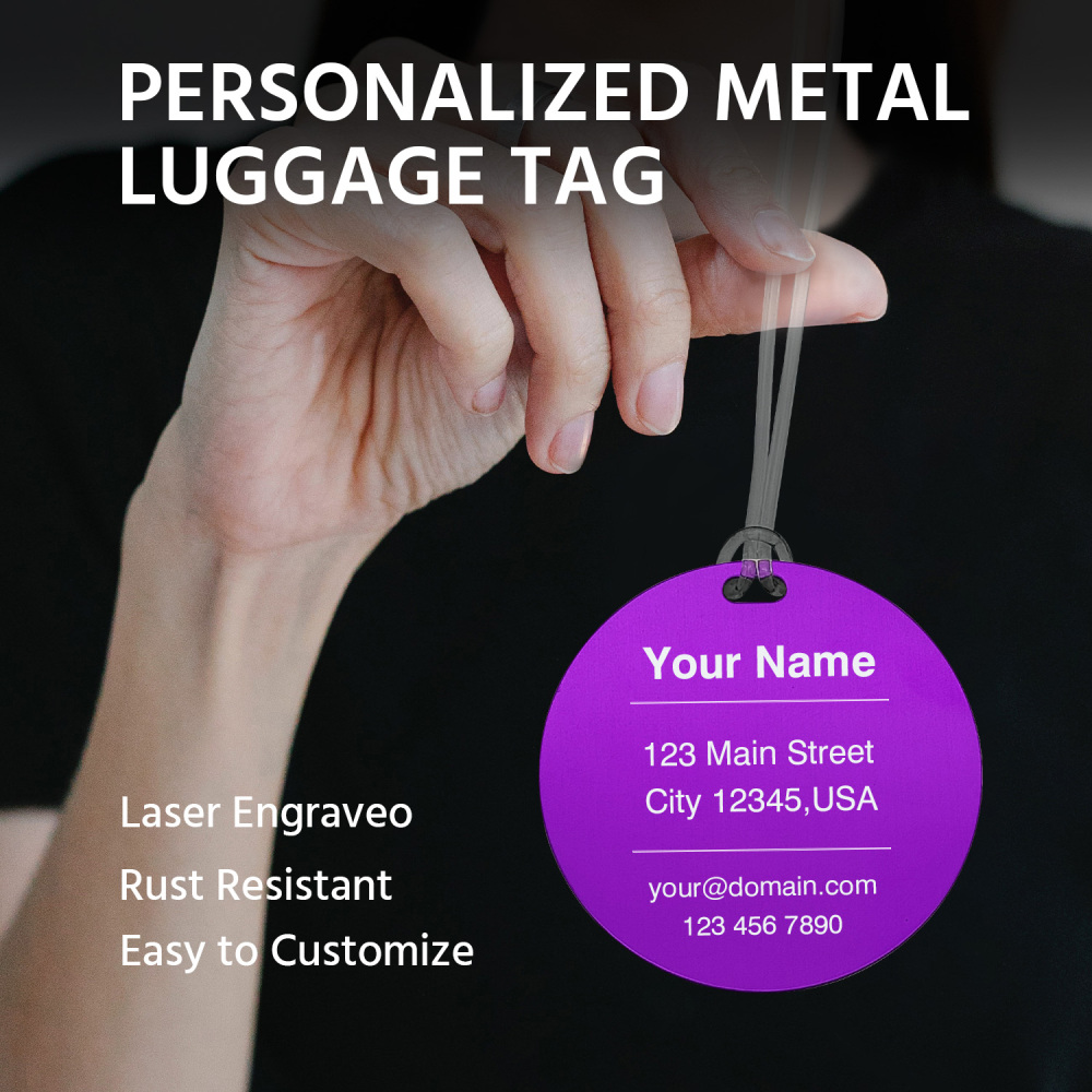 Classic Round Custom Luggage Tag – Customizable Name/Contact, Vibrant Color Options, Heavy-Duty Travel Luggage Marker