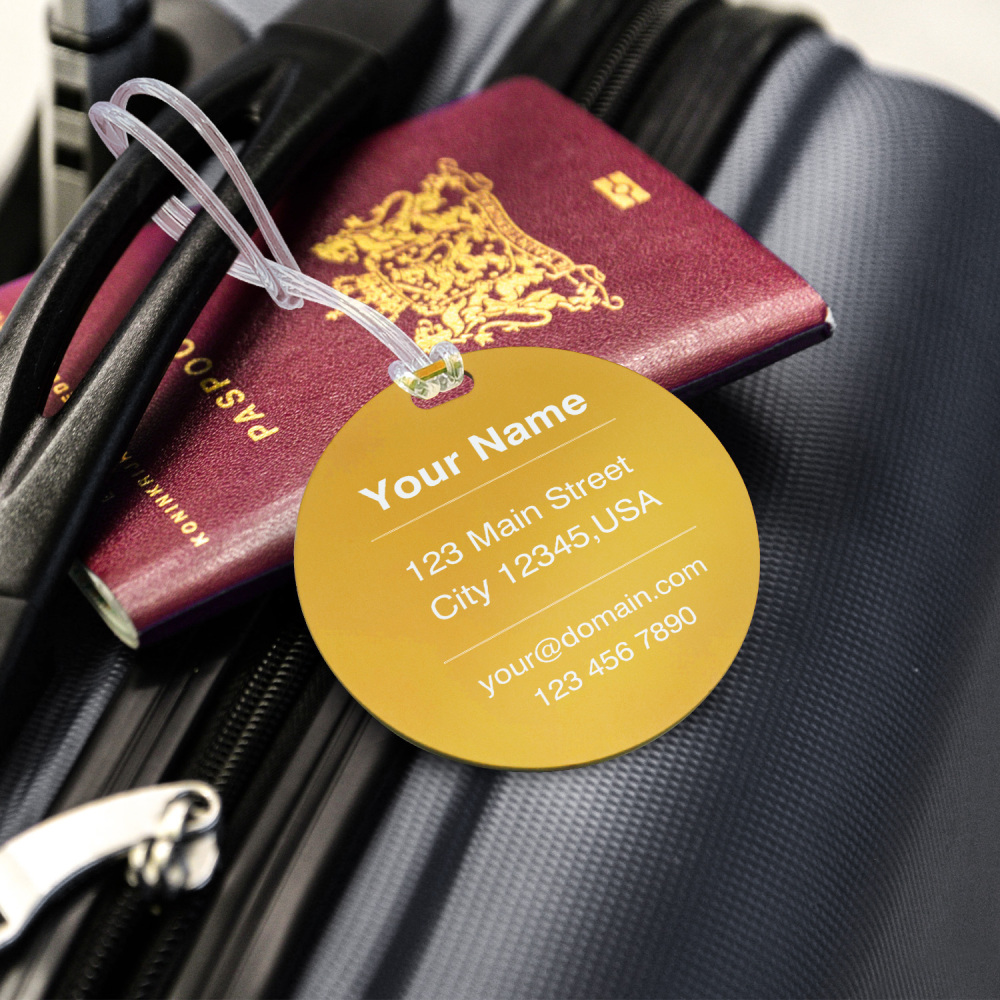 Classic Round Custom Luggage Tag – Customizable Name/Contact, Vibrant Color Options, Heavy-Duty Travel Luggage Marker