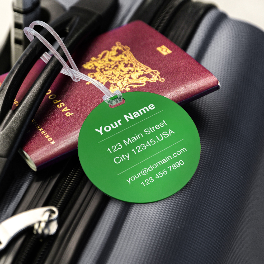Classic Round Custom Luggage Tag – Customizable Name/Contact, Vibrant Color Options, Heavy-Duty Travel Luggage Marker