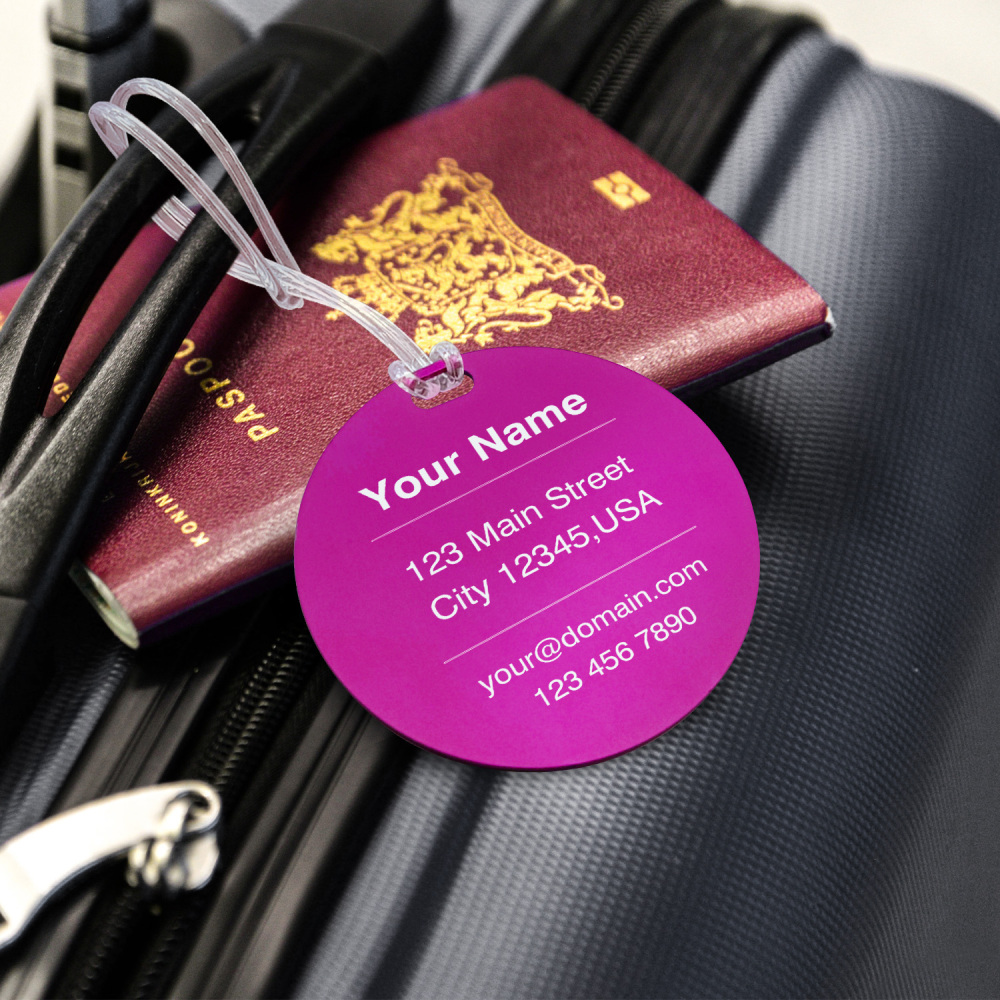 Classic Round Custom Luggage Tag – Customizable Name/Contact, Vibrant Color Options, Heavy-Duty Travel Luggage Marker