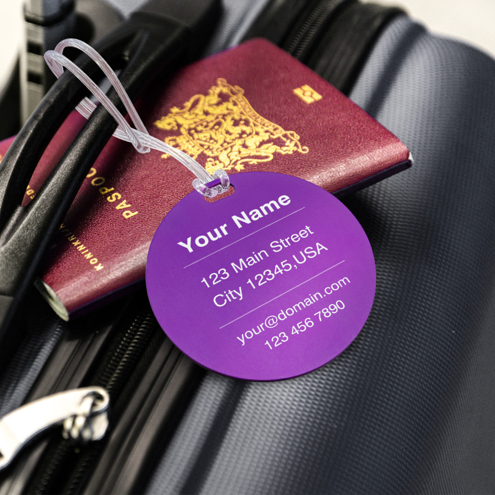 Classic Round Custom Luggage Tag – Customizable Name/Contact, Vibrant Color Options, Heavy-Duty Travel Luggage Marker