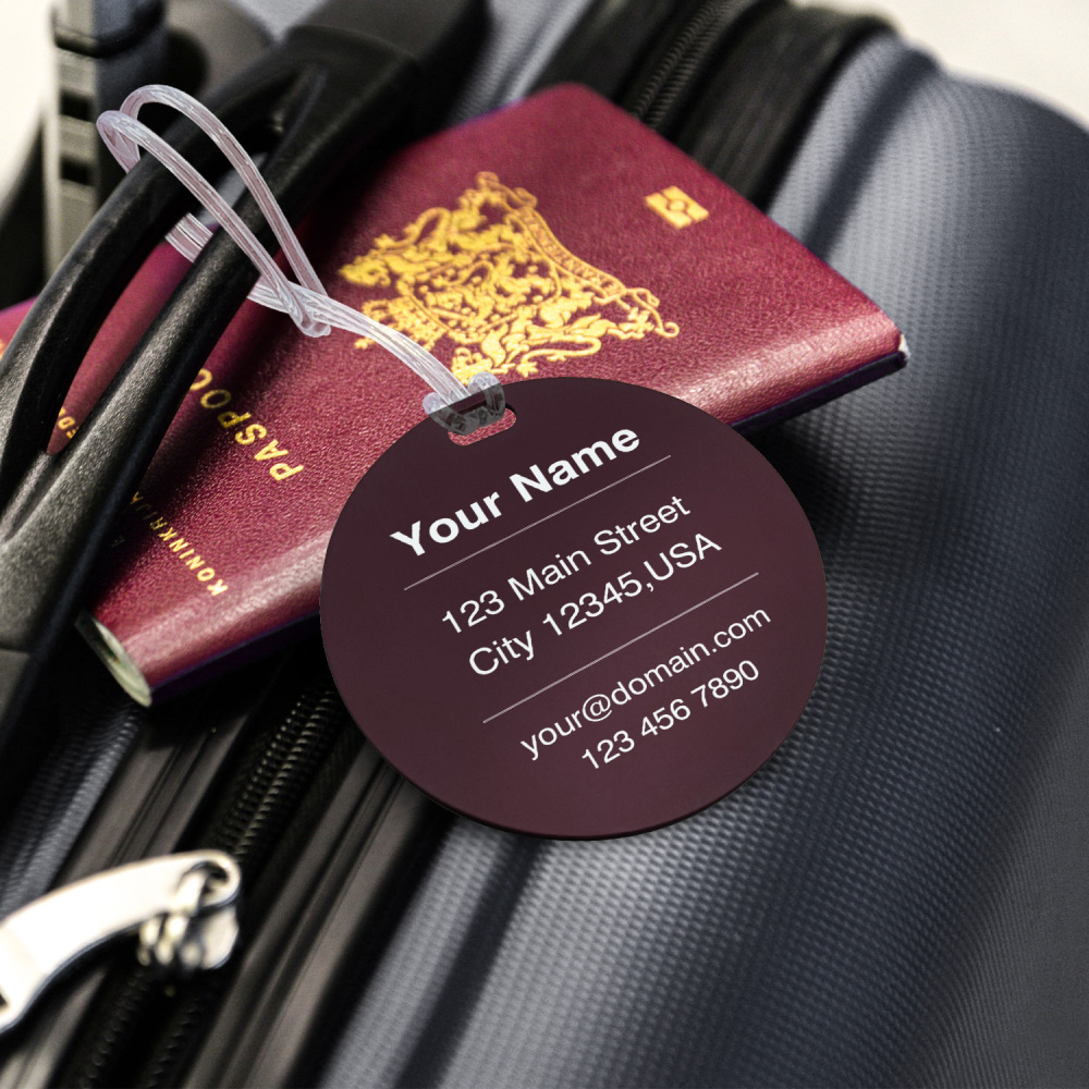 Classic Round Custom Luggage Tag – Customizable Name/Contact, Vibrant Color Options, Heavy-Duty Travel Luggage Marker