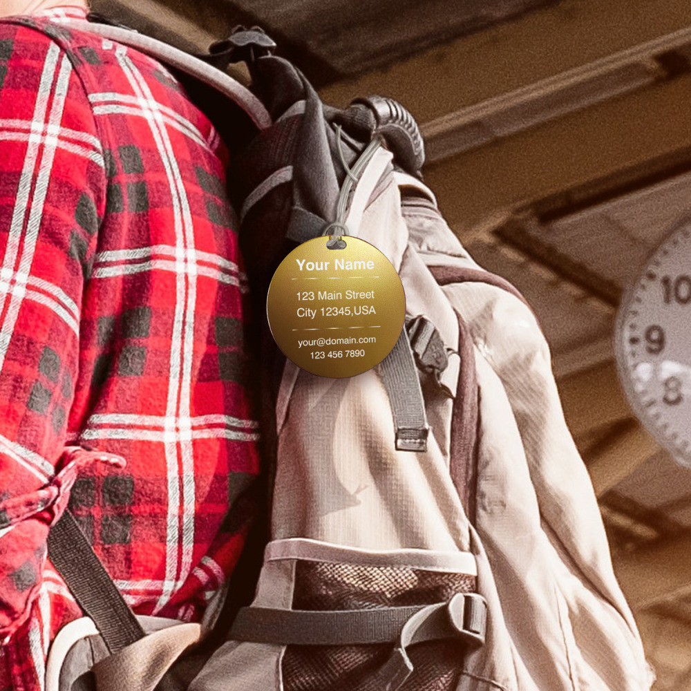 Classic Round Custom Luggage Tag – Customizable Name/Contact, Vibrant Color Options, Heavy-Duty Travel Luggage Marker