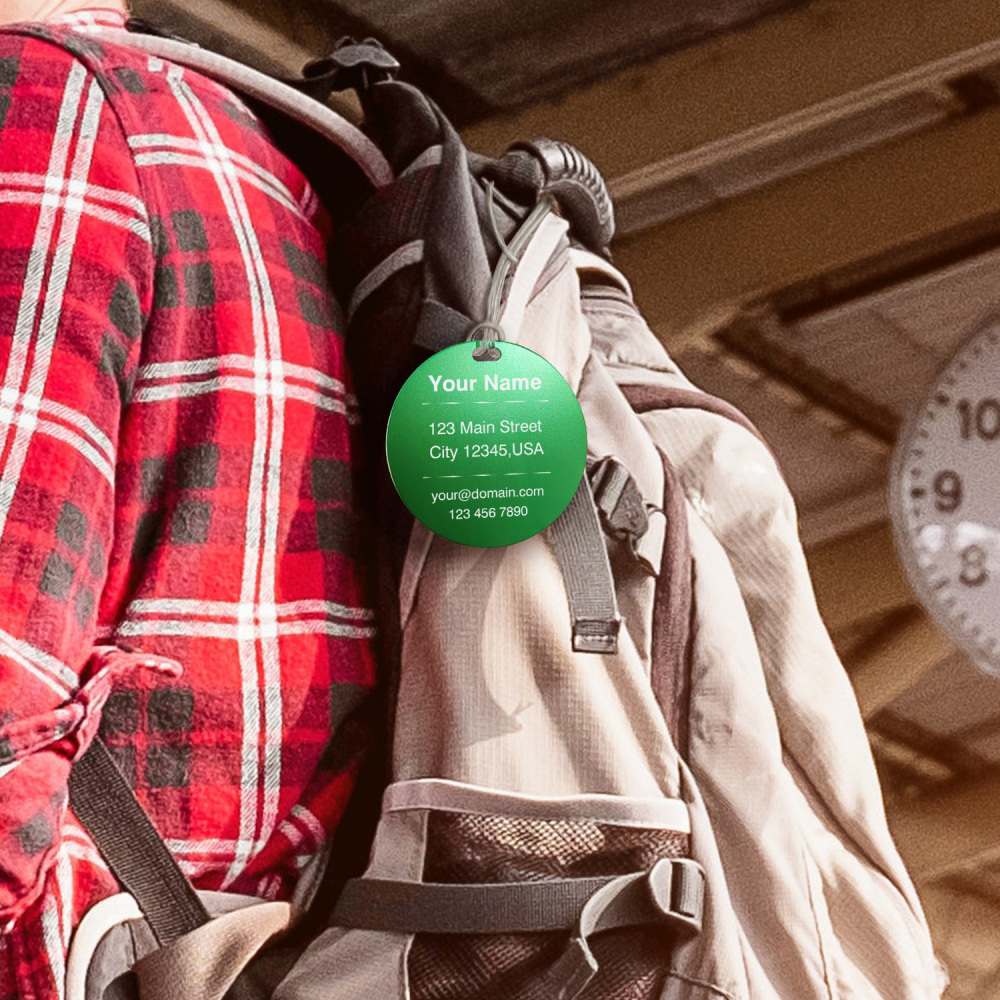 Classic Round Custom Luggage Tag – Customizable Name/Contact, Vibrant Color Options, Heavy-Duty Travel Luggage Marker