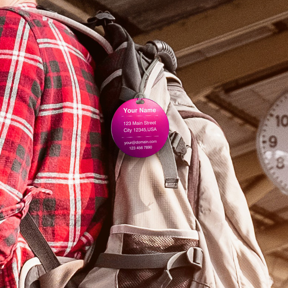 Classic Round Custom Luggage Tag – Customizable Name/Contact, Vibrant Color Options, Heavy-Duty Travel Luggage Marker