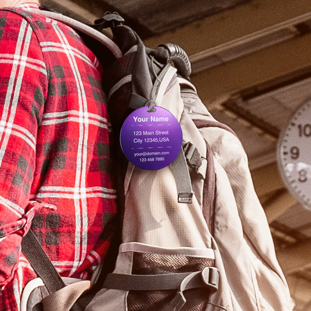 Classic Round Custom Luggage Tag – Customizable Name/Contact, Vibrant Color Options, Heavy-Duty Travel Luggage Marker