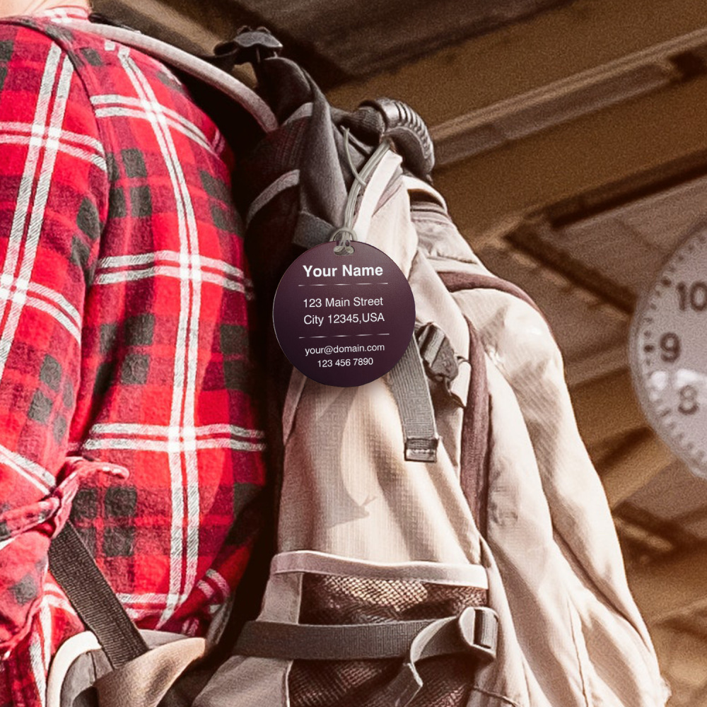 Classic Round Custom Luggage Tag – Customizable Name/Contact, Vibrant Color Options, Heavy-Duty Travel Luggage Marker
