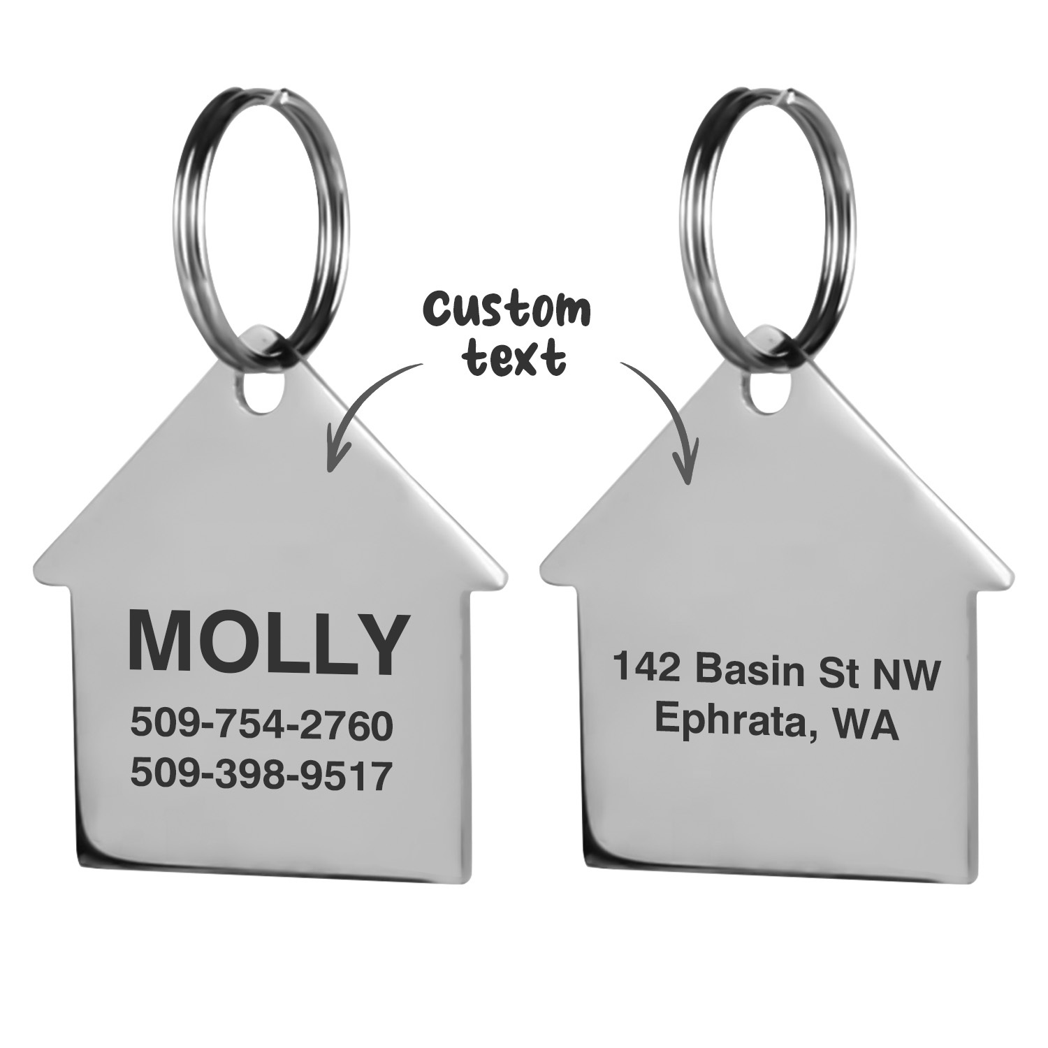 Stainless Steel Pet Tag - House
