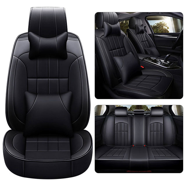 Fly5D Luxury PU Leather Car Seat Cover Wear-resistant Durable and Fashion, Suitable for 5-seats Cars Like SUV, VAN, Sedan