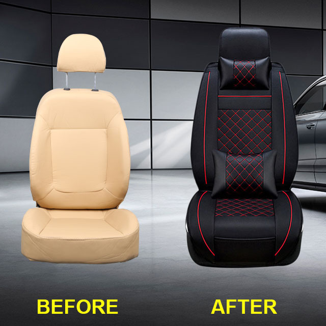 FLY5D Car Seat Covers Fit for 5 Feats Cars, Wear Resistant and Soft PU Leather in Fashion Style Compatible for Sedans like, SUV,Truck, and Van.