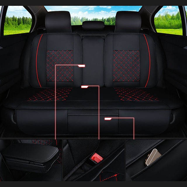 FLY5D Car Seat Covers Fit for 5 Feats Cars, Wear Resistant and Soft PU Leather in Fashion Style Compatible for Sedans like, SUV,Truck, and Van.