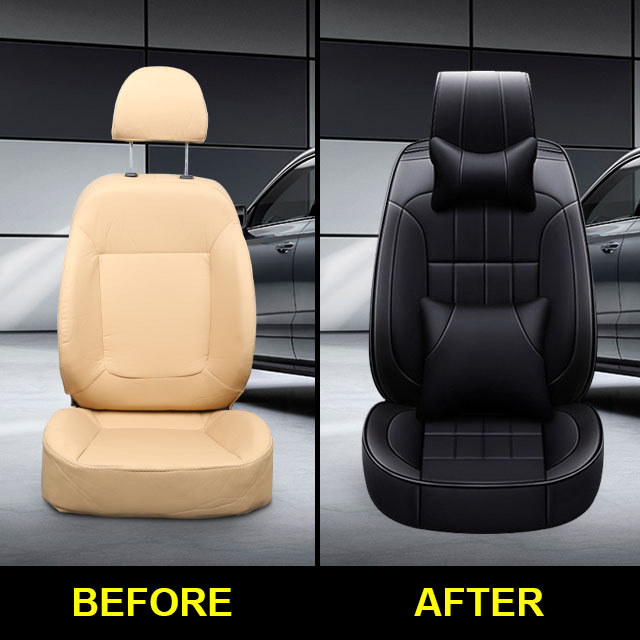 Fly5D Luxury PU Leather Car Seat Cover Wear-resistant Durable and Fashion, Suitable for 5-seats Cars Like SUV, VAN, Sedan