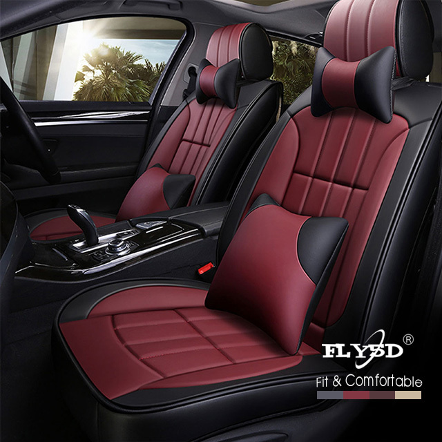 Fly5D Luxury PU Leather Car Seat Cover Wear-resistant Durable and Fashion, Suitable for 5-seats Cars Like SUV, VAN, Sedan